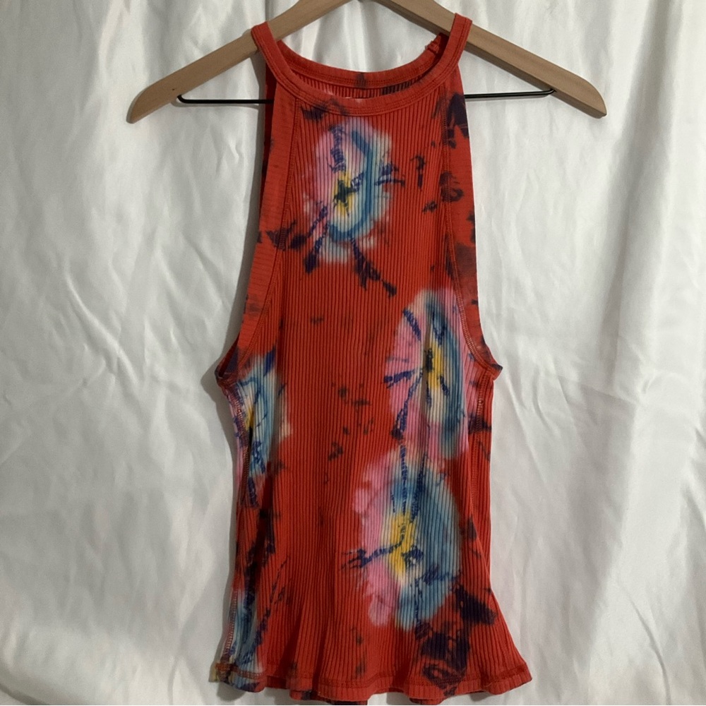 Free People Orange Floral Tank Top